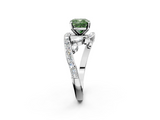 White gold Fancy Green Cushion  Solitaire with Pavé Twist Band and Four-Prong Setting_56