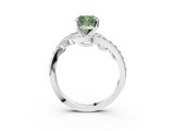 White gold Fancy Green Cushion  Solitaire with Pavé Twist Band and Four-Prong Setting_57