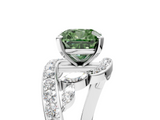 White gold Fancy Green Cushion  Solitaire with Pavé Twist Band and Four-Prong Setting_59