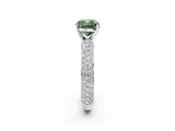 White gold Fancy Green Cushion  Solitaire with Pave Band and Four-Prong Setting_5