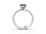 White gold Fancy Green Cushion  Solitaire with Pave Band and Four-Prong Setting_6