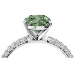 White gold Fancy Green Cushion  Solitaire with Pave Band and Four-Prong Setting_7
