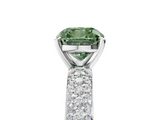 White gold Fancy Green Cushion  Solitaire with Pave Band and Four-Prong Setting_8