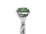White gold Fancy Green Cushion  Solitaire with Side Baguettes and Channel Set Band_84
