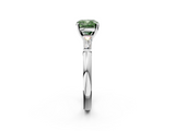 White gold Fancy Green Cushion  Solitaire with Tapered Baguette Side Stones on a Classic Band with Four-Prong Setting_75