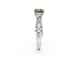 White gold Fancy Green Cushion  Three-Stone Diamond Ring with Pavé Split Shank and Four-Prong Setting_49