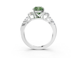 White gold Fancy Green Cushion  Three-Stone Diamond Ring with Pavé Split Shank and Four-Prong Setting_50