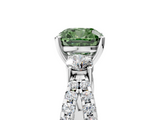 White gold Fancy Green Cushion  Three-Stone Diamond Ring with Pavé Split Shank and Four-Prong Setting_52