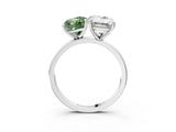 White gold Fancy Green Cushion  and Emerald Cut Toi Moi Ring with Prong Setting_49