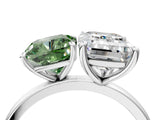 White gold Fancy Green Cushion  and Emerald Cut Toi Moi Ring with Prong Setting_50