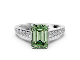 White gold Fancy Green Emerald  Brilliant Cut Diamond Engagement Ring with Pavé Band and Four-Prong Setting_49