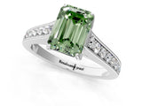 White gold Fancy Green Emerald  Brilliant Cut Diamond Engagement Ring with Pavé Band and Four-Prong Setting_50