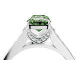 White gold Fancy Green Emerald  Brilliant Cut Diamond Engagement Ring with Pavé Band and Four-Prong Setting_53
