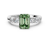 White gold Fancy Green Emerald  Brilliant Cut Diamond Five-Stone Prong Set Engagement Ring with Channel Band_3