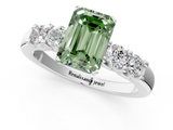 White gold Fancy Green Emerald  Brilliant Cut Diamond Five-Stone Prong Set Engagement Ring with Channel Band_4