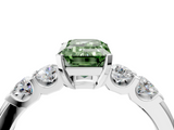 White gold Fancy Green Emerald  Brilliant Cut Diamond Five-Stone Prong Set Engagement Ring with Channel Band_7