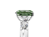 White gold Fancy Green Emerald  Brilliant Cut Diamond Five-Stone Prong Set Engagement Ring with Channel Band_8