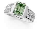 White gold Fancy Green Emerald  Brilliant Diamond Channel Set Wide Band Ring with Bezel Setting_21