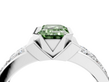 White gold Fancy Green Emerald  Brilliant Diamond Channel Set Wide Band Ring with Bezel Setting_24