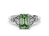 White gold Fancy Green Emerald  Brilliant Solitaire with Pave Band and Four-Prong Setting_20