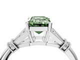 White gold Fancy Green Emerald  Brilliant Solitaire with Pave Band and Four-Prong Setting_24