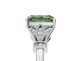 White gold Fancy Green Emerald  Brilliant Solitaire with Pave Band and Four-Prong Setting_25