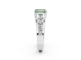 White gold Fancy Green Emerald  Brilliant Solitaire with Side Stones on a Pave Band and Four-Prong Setting_134