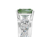 White gold Fancy Green Emerald  Brilliant Solitaire with Side Stones on a Pave Band and Four-Prong Setting_137