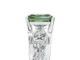 White gold Fancy Green Emerald  Brilliant Solitaire with Side Stones on a Pave Band and Four-Prong Setting_53