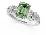 White gold Fancy Green Emerald  Cluster Diamond Engagement Ring with Pavé Band and Four-Prong Setting_63
