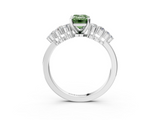 White gold Fancy Green Emerald  Cluster Diamond Engagement Ring with Pavé Band and Four-Prong Setting_65