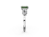 White gold Fancy Green Emerald  Cluster Diamond Engagement Ring with Pavé Band and Four-Prong Setting_65