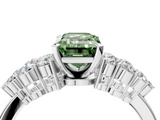 White gold Fancy Green Emerald  Cluster Diamond Engagement Ring with Pavé Band and Four-Prong Setting_67