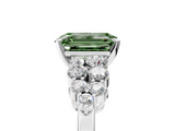 White gold Fancy Green Emerald  Cluster Diamond Engagement Ring with Pavé Band and Four-Prong Setting_68