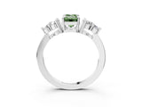 White gold Fancy Green Emerald Cut Brilliant Diamond Cluster Accent Solitaire Ring with Prong Setting_15