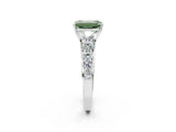 White gold Fancy Green Emerald Cut Brilliant Diamond Pavé Band with Six-Prong Setting_14