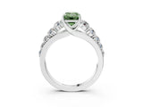 White gold Fancy Green Emerald Cut Brilliant Diamond Pavé Band with Six-Prong Setting_15