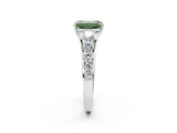 White gold Fancy Green Emerald Cut Brilliant Diamond Pavé Band with Six-Prong Setting_2