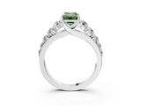 White gold Fancy Green Emerald Cut Brilliant Diamond Pavé Band with Six-Prong Setting_3