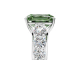 White gold Fancy Green Emerald Cut Brilliant Diamond Pavé Band with Six-Prong Setting_5