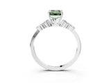 White gold Fancy Green Emerald Cut Brilliant Diamond Solitaire Ring with Pear Side Stones and Four-Prong Setting_45