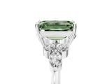 White gold Fancy Green Emerald Cut Brilliant Diamond Solitaire Ring with Pear Side Stones and Four-Prong Setting_47