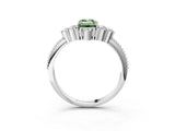 White gold Fancy Green Emerald Cut Brilliant Diamond with Cluster Setting on a Beaded Band and Four-Prong Setting_27