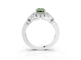 White gold Fancy Green Emerald Cut Brilliant Milgrain Pave Heart Band Solitaire Ring_15