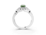White gold Fancy Green Emerald Cut Brilliant Milgrain Pave Heart Band Solitaire Ring_21