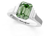 White gold Fancy Green Emerald Cut Brilliant Solitaire Diamond Ring with Channel Set Band and Bar Prong Setting_37