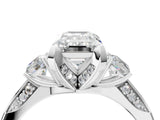 White gold Fancy Green Emerald Cut Brilliant Three-Stone Diamond Ring with Pavé Band and Four-Prong Setting_31