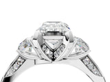 White gold Fancy Green Emerald Cut Brilliant Three-Stone Diamond Ring with Pavé Band and Four-Prong Setting_43