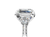 White gold Fancy Green Emerald Cut Brilliant Three-Stone Diamond Ring with Pavé Band and Four-Prong Setting_44