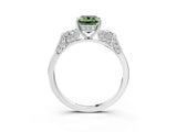White gold Fancy Green Emerald Cut Brilliant Three-Stone Pave Band with Four-Prong Setting_3